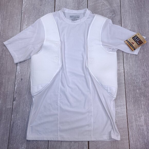 5.11 Tactical Shirt Mens Small White Holster Shirt Compression Concealed Carry - Picture 1 of 6
